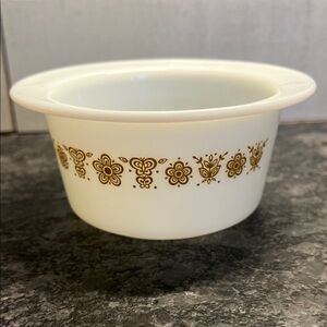 Vintage Pyrex Butterfly Gold Butter Tub/bowl Floral Patterned Bowl #75